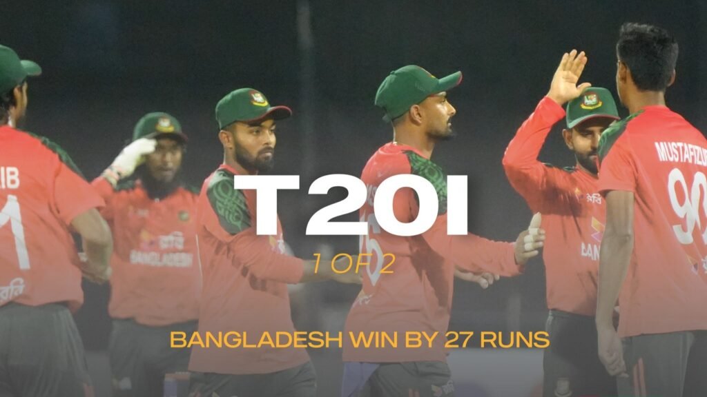 শারজাহতে সংযুক্ত আরব আমিরাতের বিপক্ষে প্রথম টি-টোয়েন্টিতে ২৭ রানের জয় পেয়েছে বাংলাদেশ।