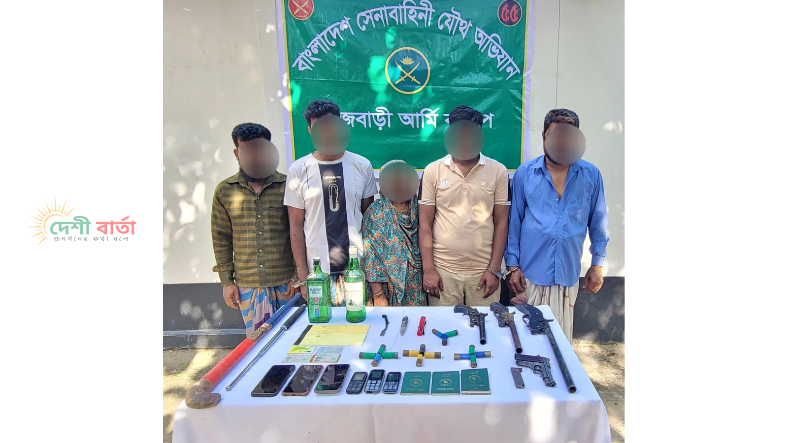 রাজবাড়ীর কালুখালীতে অস্ত্রসহ ৫ ডাকাত গ্রেফতার