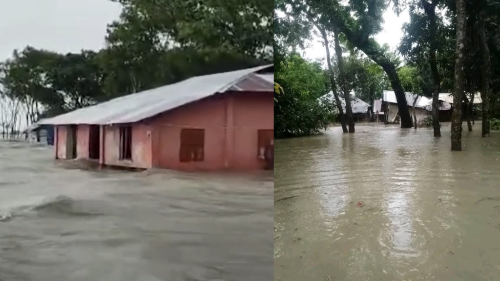 পটুয়াখালীর বাউফলে নিম্নচাপের প্রভাবে প্লাবিত নিম্নাঞ্চল, সড়ক ও বিদ্যুৎ লাইনে ব্যাপক ক্ষতি