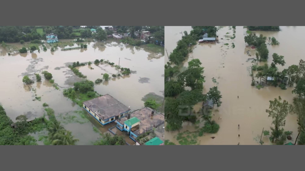 ড্রোন শটে ধরা পড়লো ফেনী, নোয়াখালী ও কুমিল্লার ভয়াবহ বন্যা পরিস্থিতি