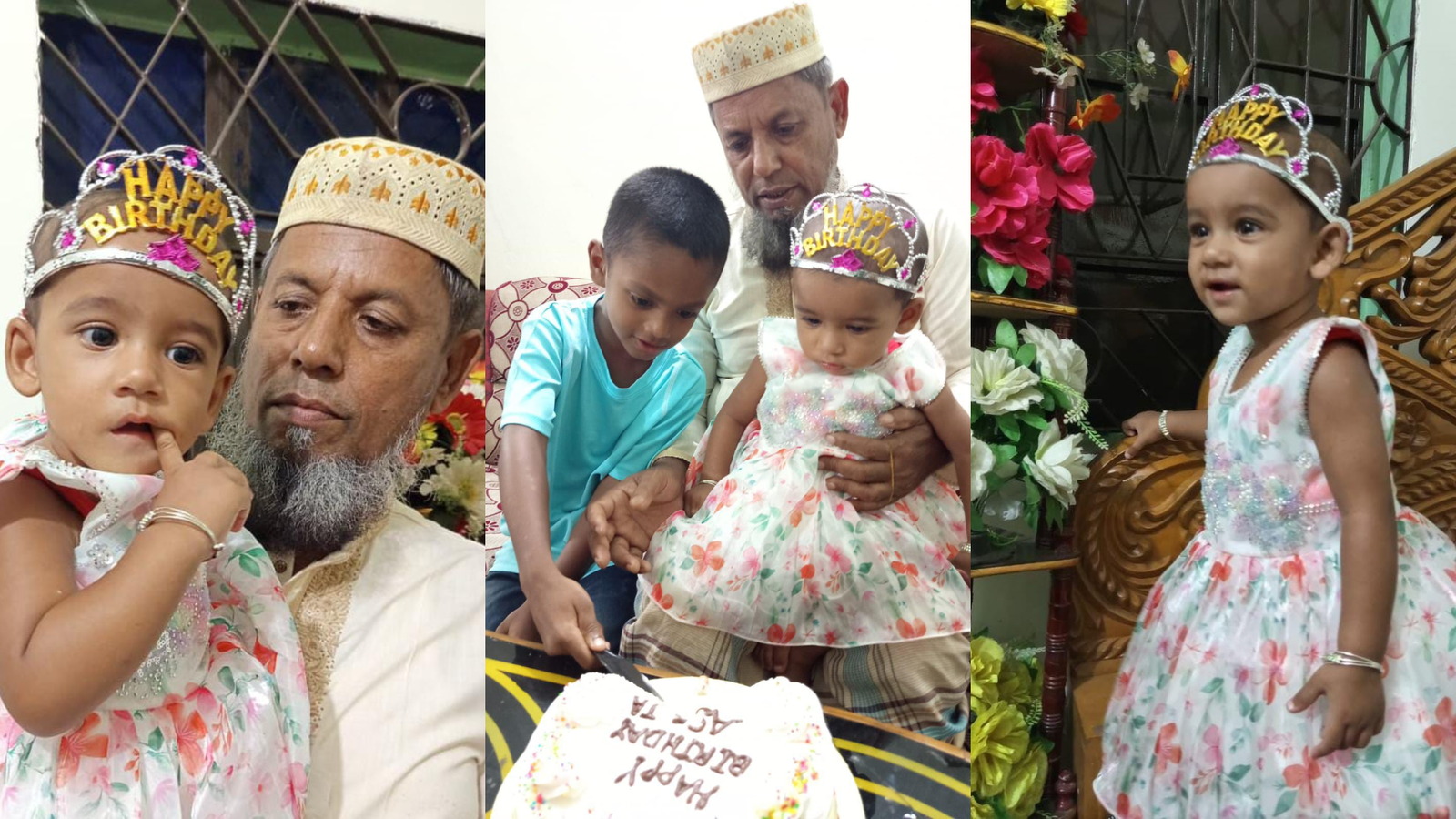 কেক কেটে" আসফিয়া রেজা হীরা মনির" শুভ জন্মদিন পালন