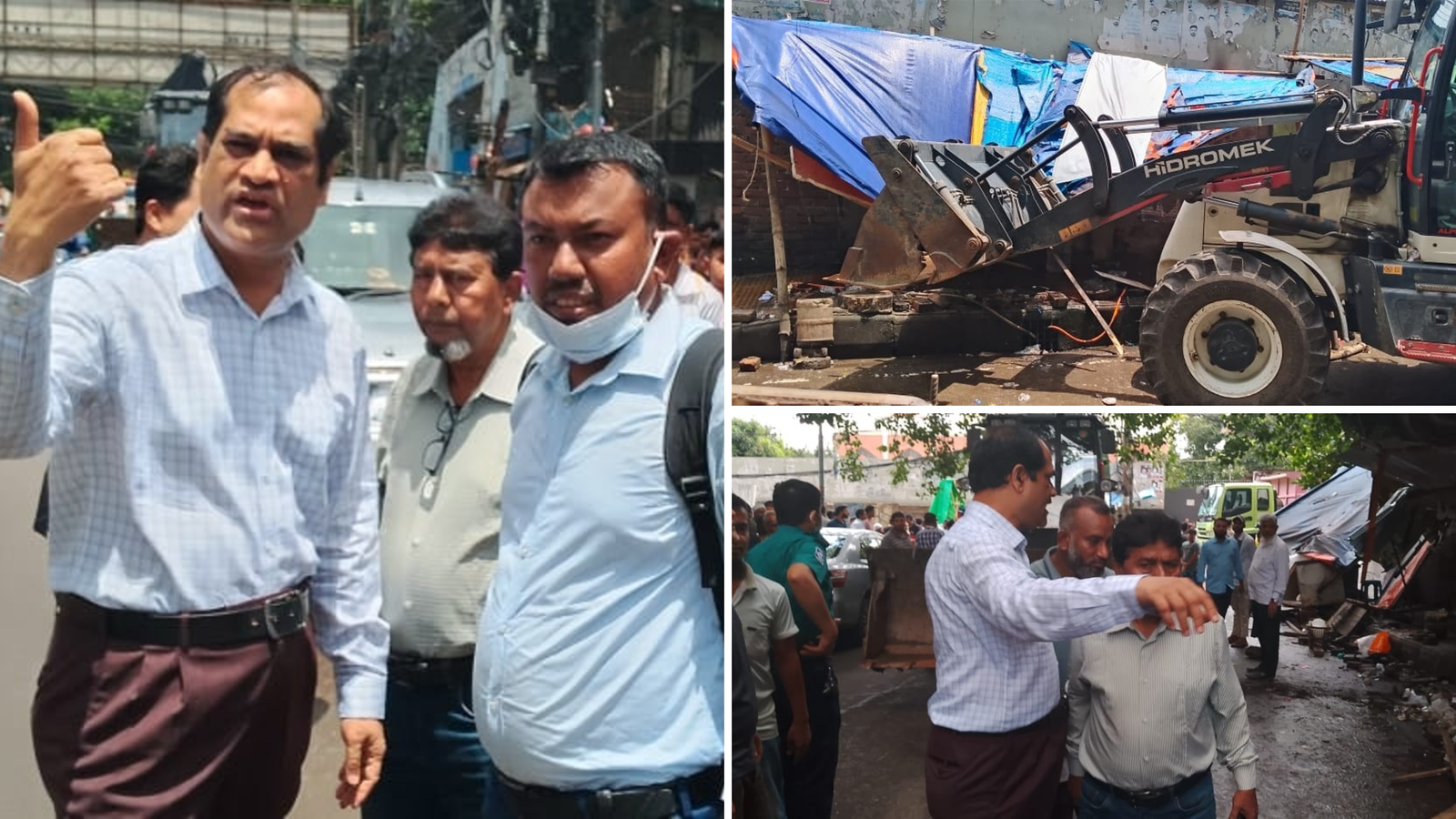 মহাখালীতে অবৈধ হকার দোকান উচ্ছেদ ও রাস্তা পরিষ্কার অভিযান