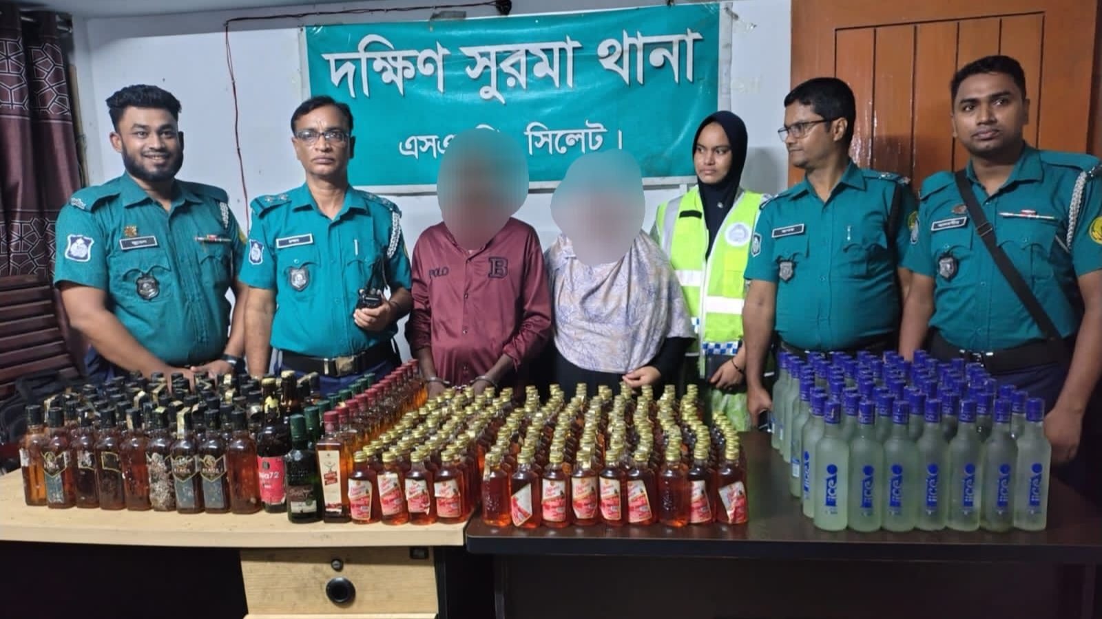 সিলেটে প্রায় ৪ লক্ষ টাকার বিদেশি মদসহ স্বামী-স্ত্রী আটক
