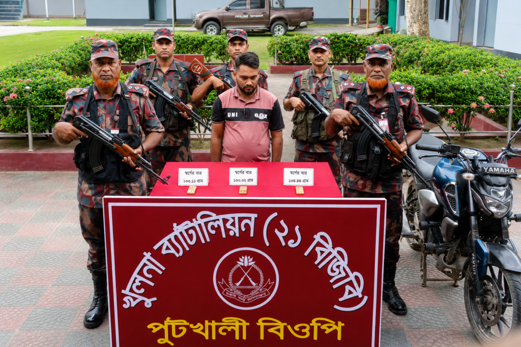 যশোর সীমান্তে ৩ স্বর্ণের বারসহ পাচারকারী আটক