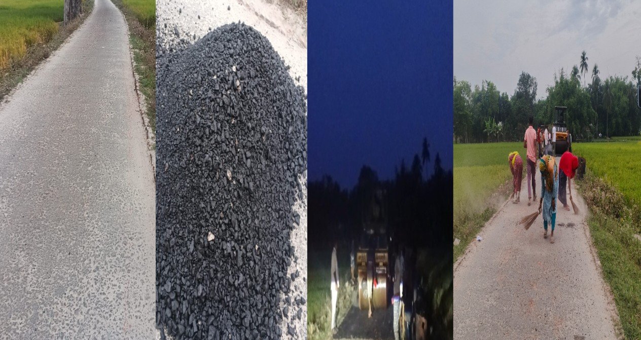 জলঢাকায় মীরগঞ্জ–দিয়াবাড়ি সড়ক নির্মাণে অনিয়মের অভিযোগ, রাতেও চলছে কার্পেটিংয়ের কাজ